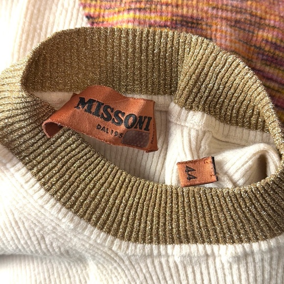 MISSONI Wool Rib Knit Asymmetric Colorblock Long Sleeve Mockneck Slim Sweater M - Picture 8 of 10